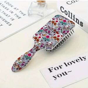 sugar Skull wet brush floral hair brush Paddle Detangling day of the dead